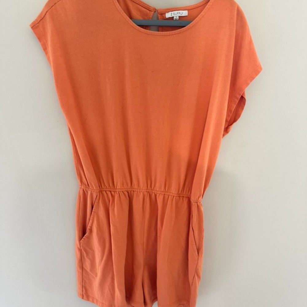 Olivette Cotton Romper (NWOT)  - Orange